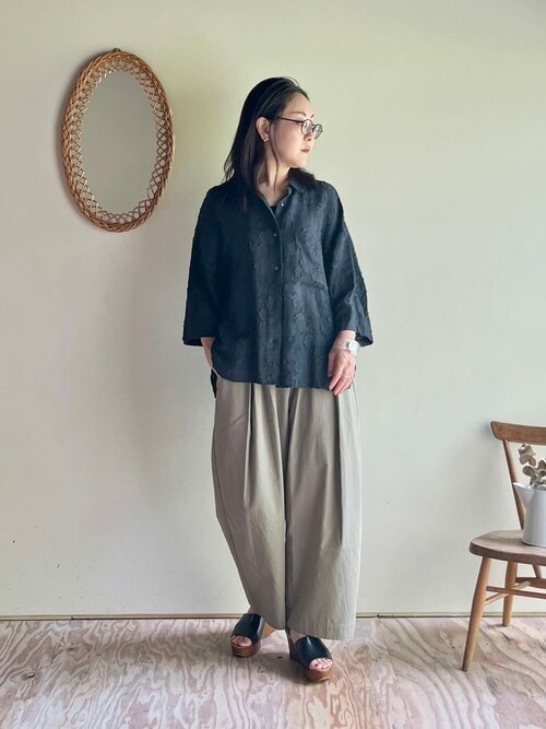 △80/2強撚コットン　ギャバゴムタックパンツ　グレー 1701PT023251S01.jpg