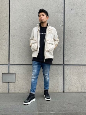 「G-STAR RAW（ジースターロゥ）のアイテム（ミリタリージャケット）」を使った、G-Star RAWさん（メンズ・179cm）の春コーディネート