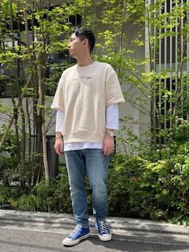 「G-STAR RAW（ジースターロゥ）のアイテム（スウェット）」を使った、G-Star RAWさん（メンズ・175cm）の春コーディネート