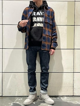 「ロゴパーカー」｜「アイテム（ブルゾン）」を使った、G-Star RAWさん（メンズ・175cm）の秋コーディネート