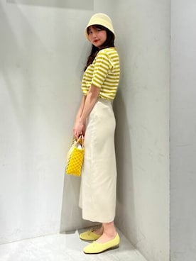 「タイトシルエット」｜「アイテム（帽子）」を使った、fuwa chanさん（レディース・162cm）の春コーディネート