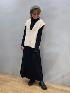 「SMELLY（スメリー）のアイテム（ハンチング/ベレー帽）」を使った、サイサイ賽賽さん（レディース・160cm）の冬コーディネート