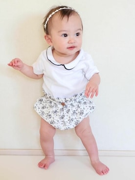 「chil2（チルツー）のアイテム（パンツ）」を使った、JAM & LINKさん（キッズ・71cm）の夏コーディネート