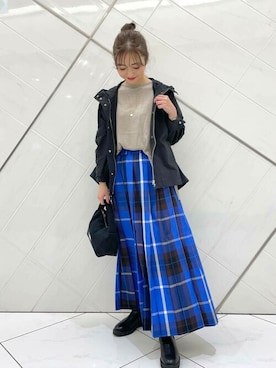 SonnyLabel WOMENさんの「『再入荷』チェックプリーツイージースカート」を使ったコーディネート