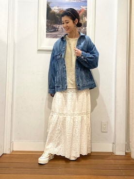「URBAN RESEARCH Sonny Label（アーバンリサーチサニーレーベル）のアイテム（デニムジャケット）」を使った、SonnyLabel WOMENさん（レディース・158cm）の春コーディネート