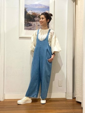 「サニーレーベル」｜「アイテム（オールインワン・サロペット）」を使った、SonnyLabel WOMENさん（レディース・158cm）の春コーディネート