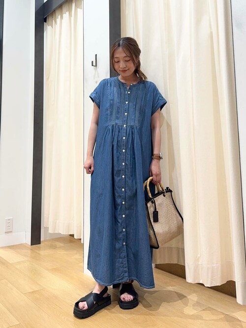 セール】デニムピンタックヨークフレンチワンピース（ワンピース