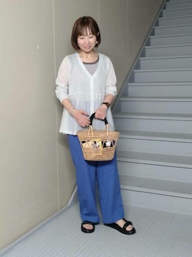 「アイテム（かごバッグ）」を使った、SonnyLabel WOMENさん（レディース・153cm）の夏コーディネート