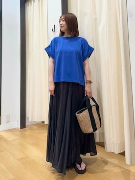 「URBAN RESEARCH Sonny Label（アーバンリサーチサニーレーベル）のダブルタックフレンチスリーブプルオーバー（Tシャツ/カットソー）」を使った、SonnyLabel WOMENさん（レディース・154cm）の夏コーディネート