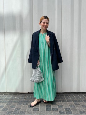 「アイテム（その他トップス、ブルー系）」を使った、junさん（レディース・156cm）の秋コーディネート