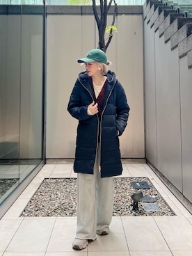 「寒い」｜「アイテム（ダウンジャケット/コート）」を使った、junさん（レディース・156cm）の秋コーディネート