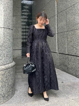 JILL STUART｜シャインジャカードスクエアネックワンピース