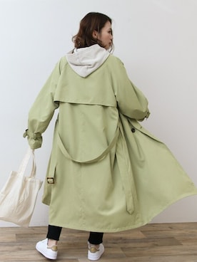 「アイテム（トレンチコート、グリーン系）」を使った、SocialGIRLさん（レディース・160cm）の冬コーディネート