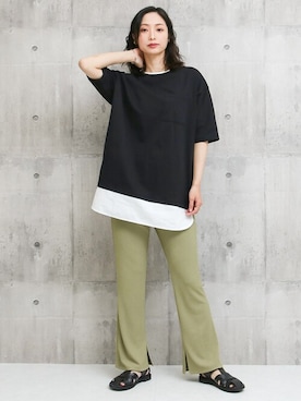 「アイテム（レッグウェア、グリーン系）」を使った、SocialGIRLさん（レディース・169cm）の春コーディネート