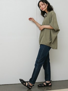 「スキッパーシャツ」｜SocialGIRLさん（レディース・169cm）の夏コーディネート