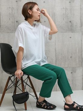 「スキッパーシャツ」｜SocialGIRLさん（レディース・160cm）の夏コーディネート