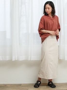 「スキッパーシャツ」｜SocialGIRLさん（レディース・169cm）の夏コーディネート