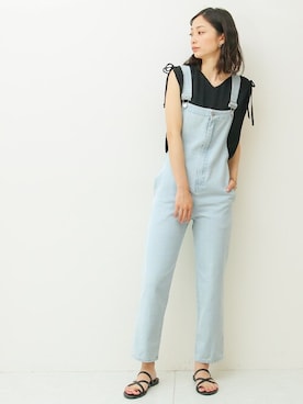 「デニムサロペット」｜SocialGIRLさん（レディース・169cm）の夏コーディネート