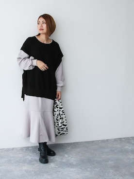 「黒ニット」｜SocialGIRLさん（レディース・160cm）の秋コーディネート