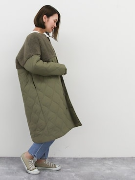 「キルティングコート」｜SocialGIRLさん（レディース・160cm）の冬コーディネート