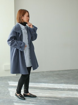 「黒スキニー」｜「アイテム（その他アウター）」を使った、SocialGIRLさん（レディース・160cm）の冬コーディネート