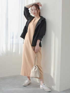 「春服デビュー宣言」｜「アイテム（ジャンパースカート）」を使った、SocialGIRLさん（レディース・164cm）の春コーディネート