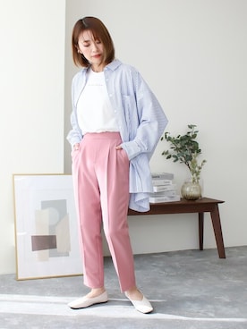 「カラー×コーデ」｜「アイテム（スラックス）」を使った、SocialGIRLさん（レディース・160cm）の春コーディネート