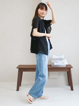 「フリルトップス」｜SocialGIRLさん（レディース・165cm）の夏コーディネート