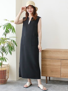 「キーネック」｜「アイテム（ワンピース/ドレス）」を使った、SocialGIRLさん（レディース・164cm）の夏コーディネート