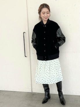 「Spick & Span（スピックアンドスパン）のアイテム（スタジャン）」を使った、Moeriさん（レディース・160cm）の秋コーディネート