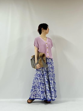 「アイテム（かごバッグ、グレー系）」を使った、maiさん（レディース・162cm）の夏コーディネート