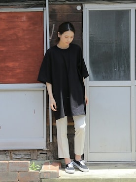 「アイテム（Tシャツ/カットソー、ブラック系）」を使った、WAIPERさん（レディース・166cm）の夏コーディネート