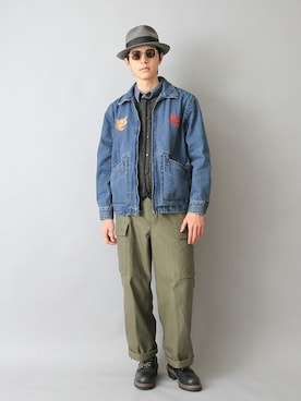 「アイテム（デニムジャケット）」を使った、WAIPERさん（メンズ・186cm）の冬コーディネート