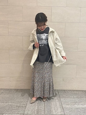 「アイテム（マウンテンパーカー）」を使った、河野さん（レディース・158cm）の冬コーディネート