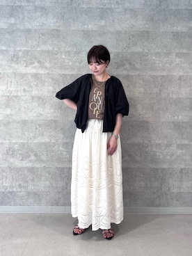 「レーススカート」｜「アイテム（ブルゾン）」を使った、shimaさん（レディース・157cm）の夏コーディネート