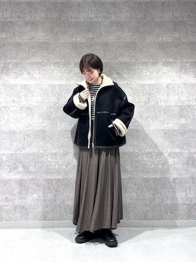 「スパンコール」｜「アイテム（ブルゾン）」を使った、shimaさん（レディース・157cm）の秋コーディネート