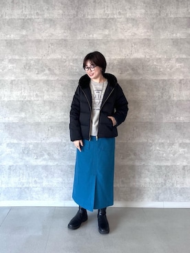 「アウターコーデ」｜「アイテム（スウェット）」を使った、shimaさん（レディース・157cm）の冬コーディネート