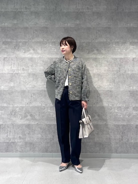 「卒業式コーデ」｜「アイテム（ノーカラージャケット）」を使った、shimaさん（レディース・157cm）の冬コーディネート