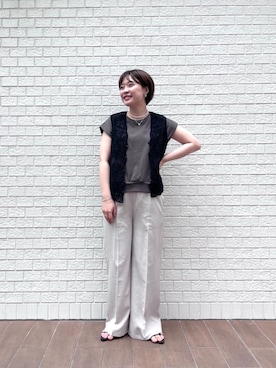 「ワイドパンツ 」｜「アイテム（パンツ）」を使った、shimaさん（レディース・157cm）の夏コーディネート