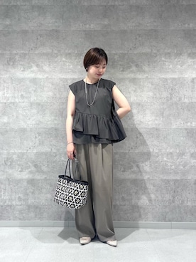 「ワイドパンツ 」｜「アイテム（パンツ）」を使った、shimaさん（レディース・157cm）の夏コーディネート