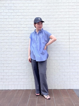 「ワイドパンツ 」｜「アイテム（パンツ）」を使った、shimaさん（レディース・157cm）の夏コーディネート