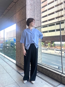 「ワイドパンツ 」｜「アイテム（パンツ）」を使った、shimaさん（レディース・157cm）の夏コーディネート