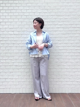 「ワイドパンツ 」｜「アイテム（パンツ）」を使った、shimaさん（レディース・157cm）の夏コーディネート