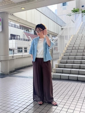 「シアーパンツ」｜shimaさん（レディース・157cm）の夏コーディネート