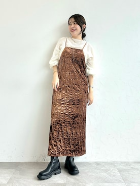 「ORiental TRaffic（オリエンタルトラフィック）のアイテム（ブーツ）」を使った、ORientalTRafficプレスさん（レディース・158cm）の冬コーディネート
