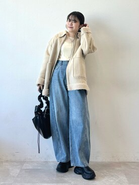 「ORiental TRaffic（オリエンタルトラフィック）のアイテム（ブーツ）」を使った、ORientalTRafficプレスさん（レディース・158cm）の冬コーディネート