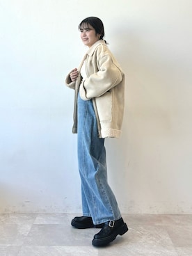 「ORiental TRaffic（オリエンタルトラフィック）のアイテム（ブーツ）」を使った、ORientalTRafficプレスさん（レディース・158cm）の冬コーディネート
