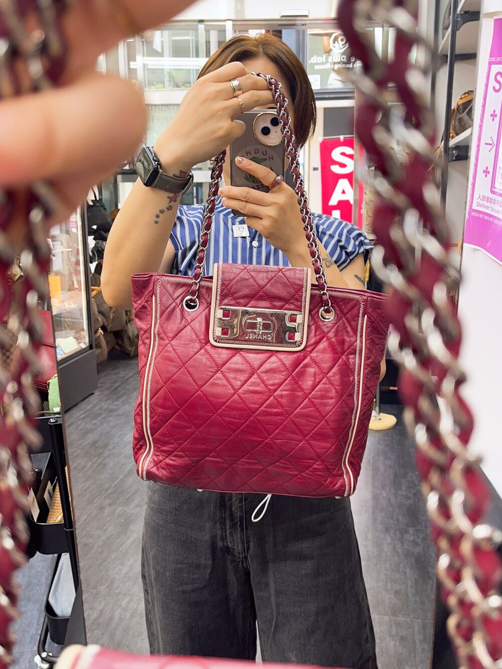 「vintage」｜「CHANELのアイテム（バッグ、レッド系）」を使った、Mさん（骨格ストレート・レディース・161cm）の夏コーディネートの1枚目の写真