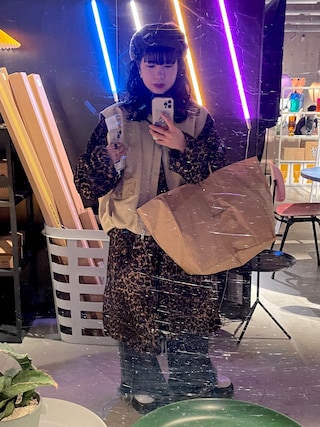 THE Dallas◇モッズコート/2/ポリエステル/BRW/レオパード/レオパード