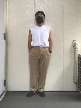 「417 EDIFICE（フォーワンセブンエディフィス）のアイテム（サンダル）」を使った、よんさん（メンズ・166cm）の夏コーディネート